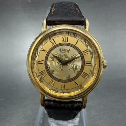 Seiko Watch Women 26mm Gold Floral Dial Gold Tone Round 1n00-0d59 New Battery AB0