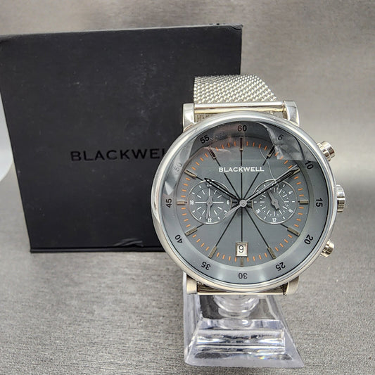 Blackwell Hudson yard Watch Men 44mm Gray Dial Steel Date Round New Battery