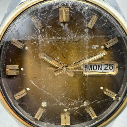 Seiko Automatic Watch Men 37mm Brown Dial Two Tone Daydate 6309-8099 PARTS VTG2