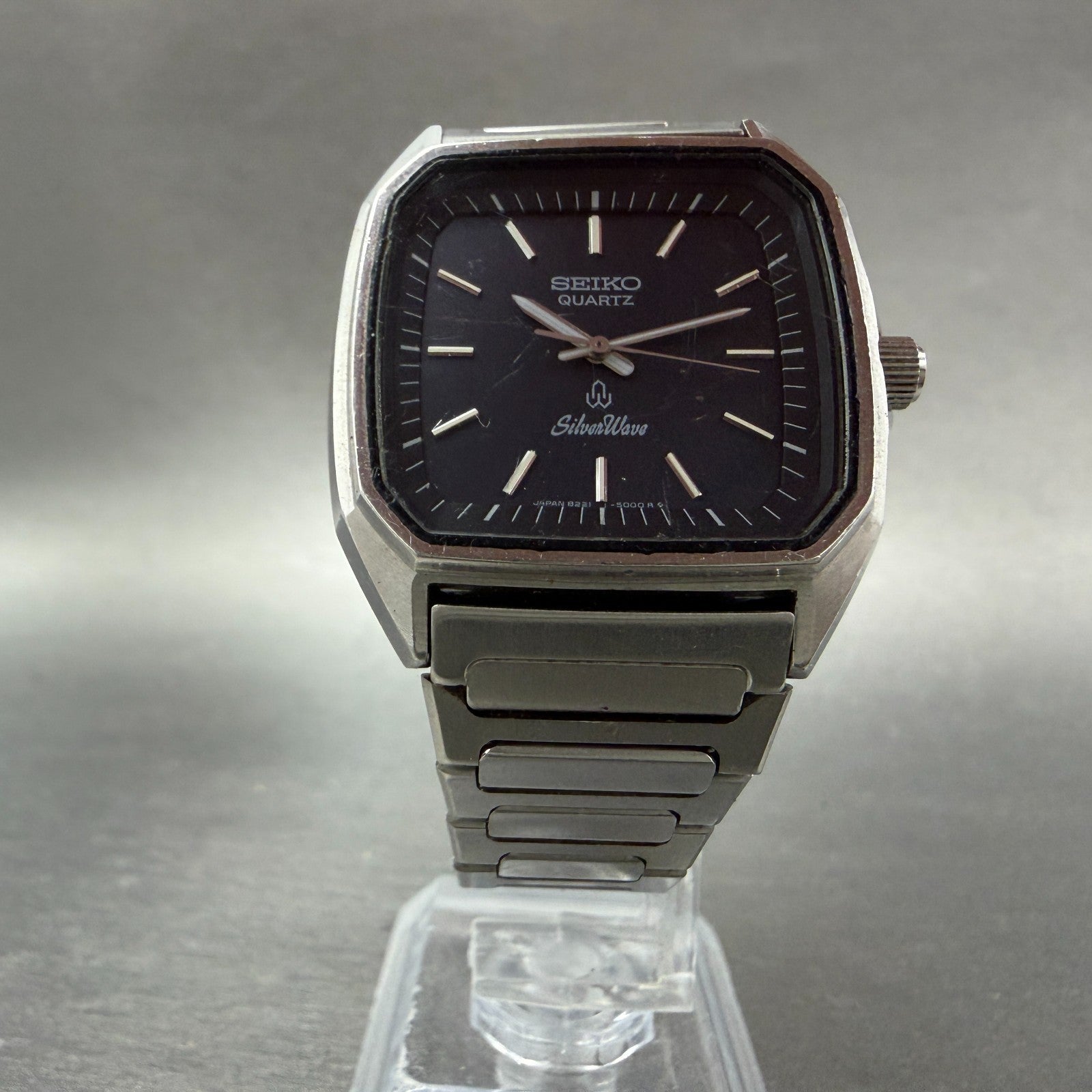Seiko SilverWave Watch Men 34mm Black Dial Silver Tone 8221-500A New Battery5