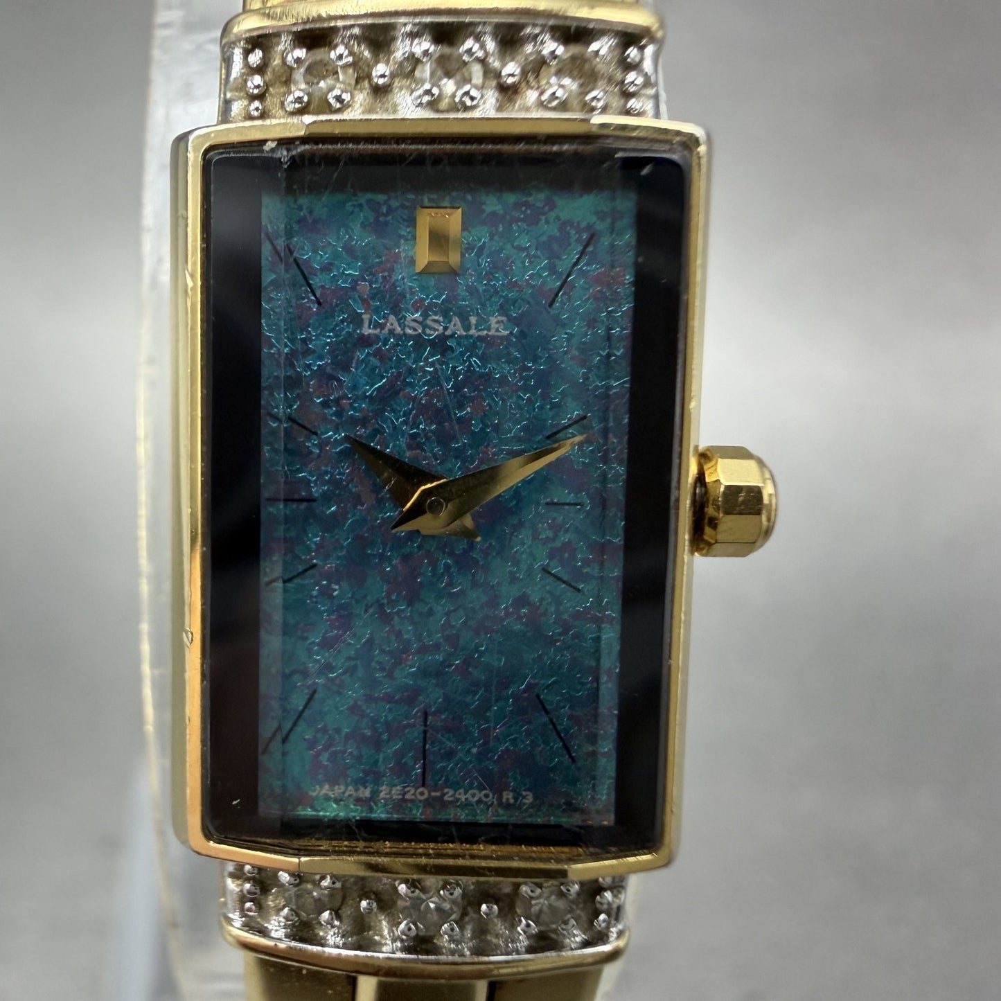 Seiko Lassale Tank Watch Women 13mm Blue Dial Gold Tone 2E206899 New Battery1