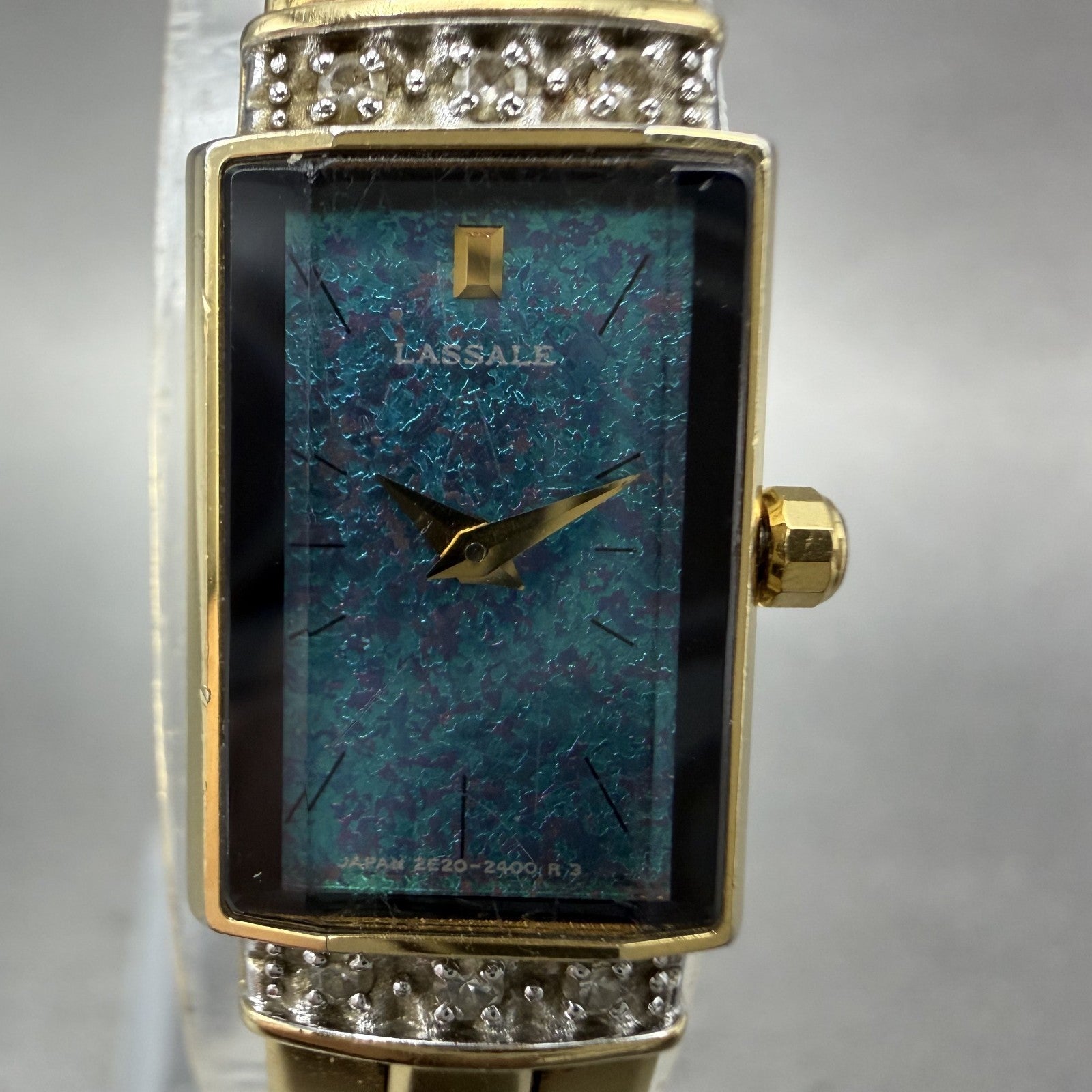 Seiko Lassale Tank Watch Women 13mm Blue Dial Gold Tone 2E206899 New Battery1