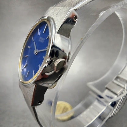 Seiko Watch Women 18mm Blue dial Silver Tone Oval Vintage 165209 New Battery2