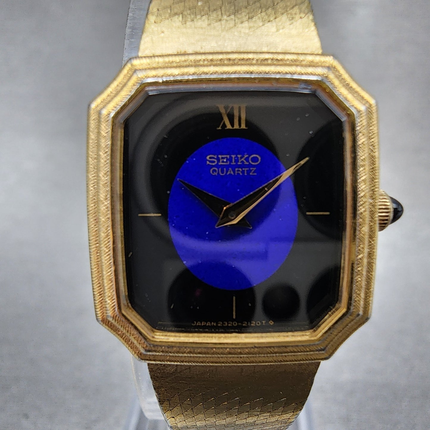 Seiko Tank Watch Women 19mm Black Dial Gold Tone Octagon 23206100 New Battery1