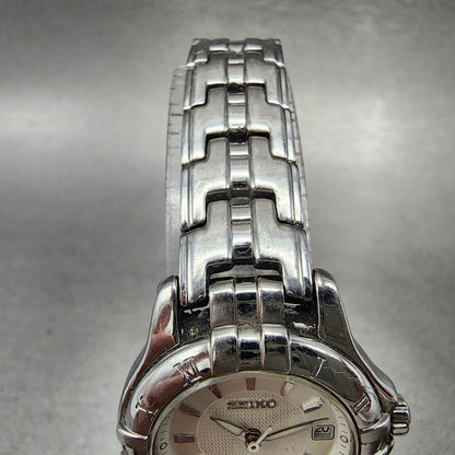 Seiko Watch Women 26mm White Dial Steel Date Round 7N820DP0 New Battery4