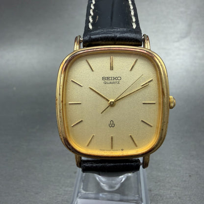 Seiko Watch Men 30mm Champagne Dial Gold Tone Rectangle 6431-5070 New Battery0