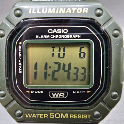 Casio Illuminator W-218H Watch Men 43mm Green Alarm Chrono Digital New Battery1