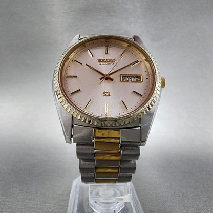 Seiko Sq Watch Men 36mm White Dial Two Tone Daydate Round  5y238a69 New Battery5