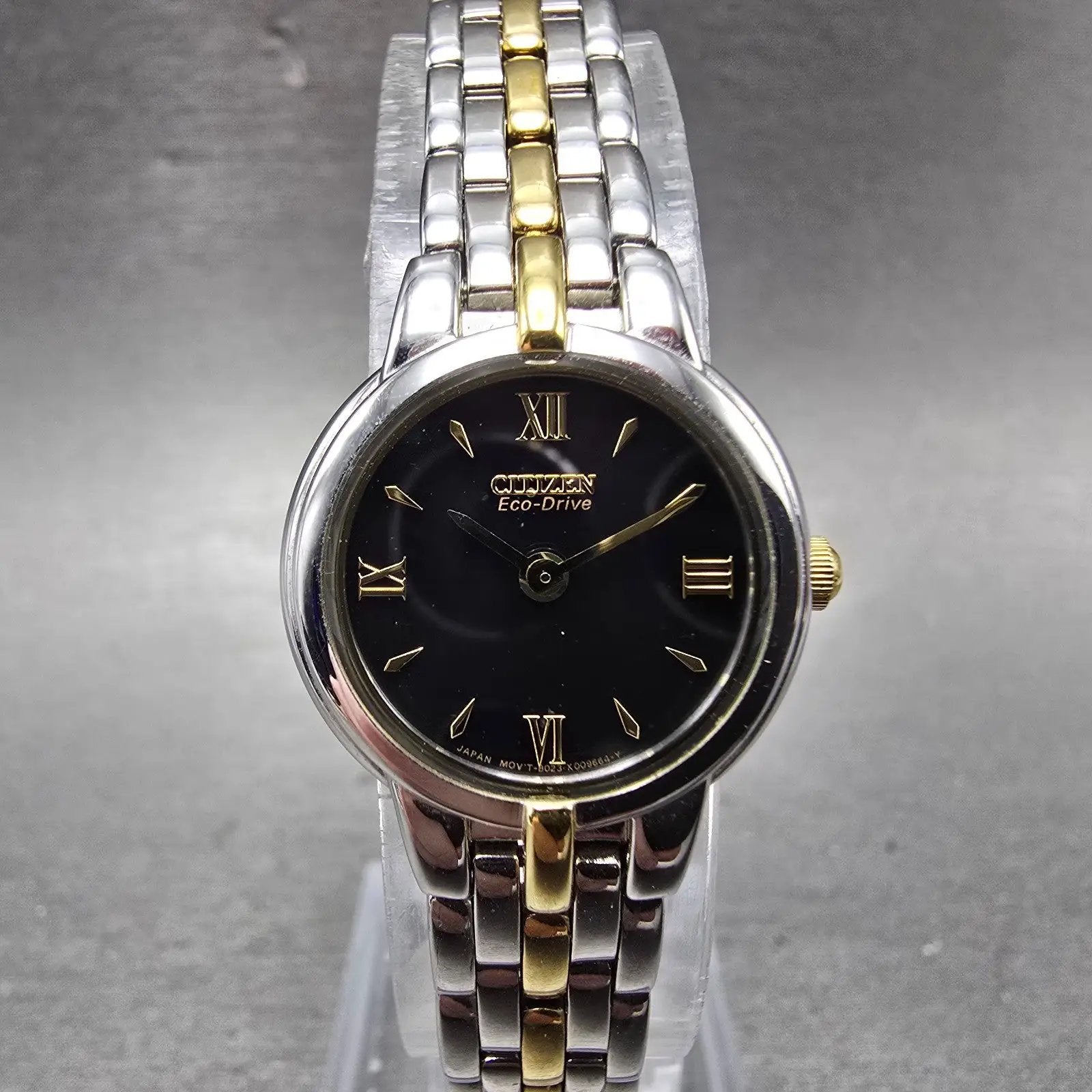 Citizen Eco-Drive Watch Women 21mm Black Dial Two Tone Round B023-S056501 Runs0