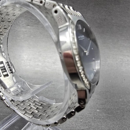 Wittnauer Watch Women 27mm Black Dial Steel Diamond Accents Round New Battery4