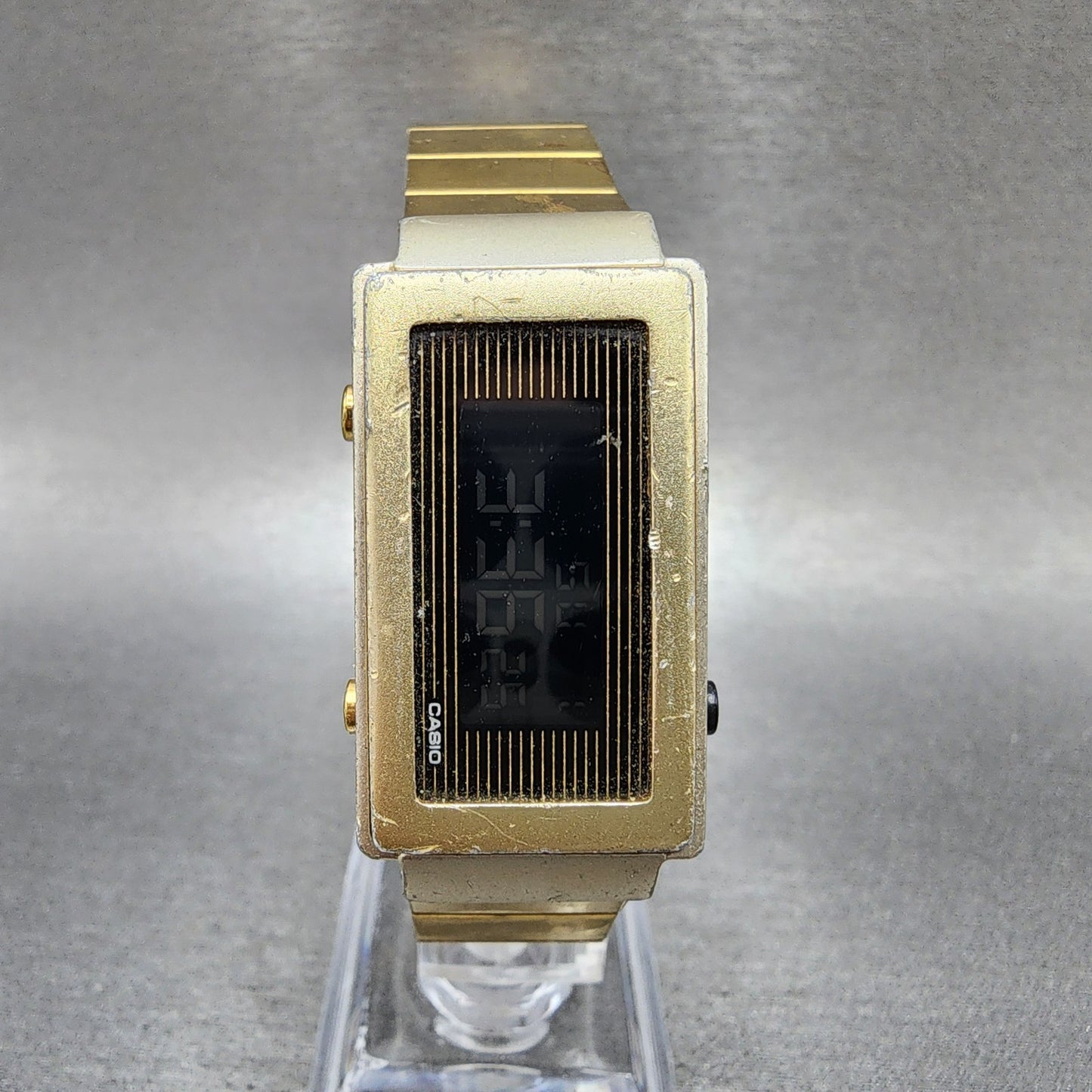 Casio Futurist Watch Women 21mm Digital Black Dial Gold Tone Rectangle New Batt0