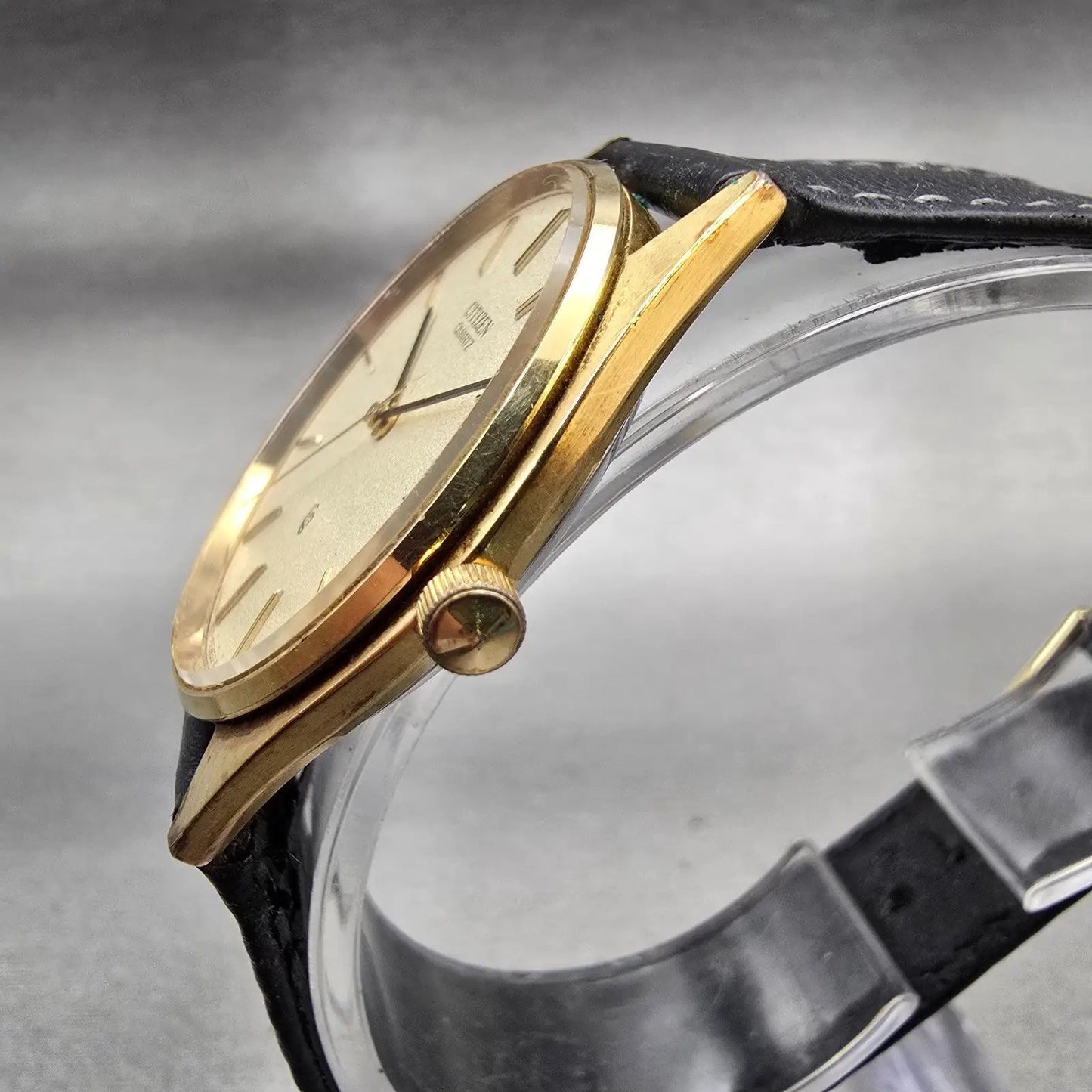 Citizen CQ Watch Men 33mm Champagne Dial Gold Tone Round 4-795512 New Battery2