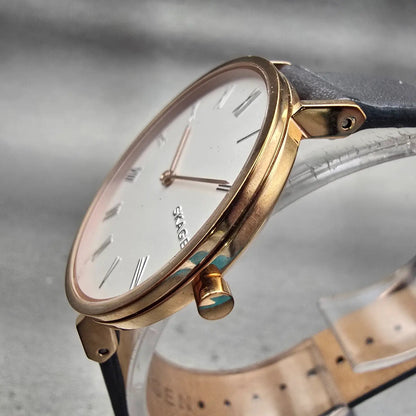 Skagen Hald Watch Women 34mm White Dial Rose Gold Tone Round SKW2674 New Battery2