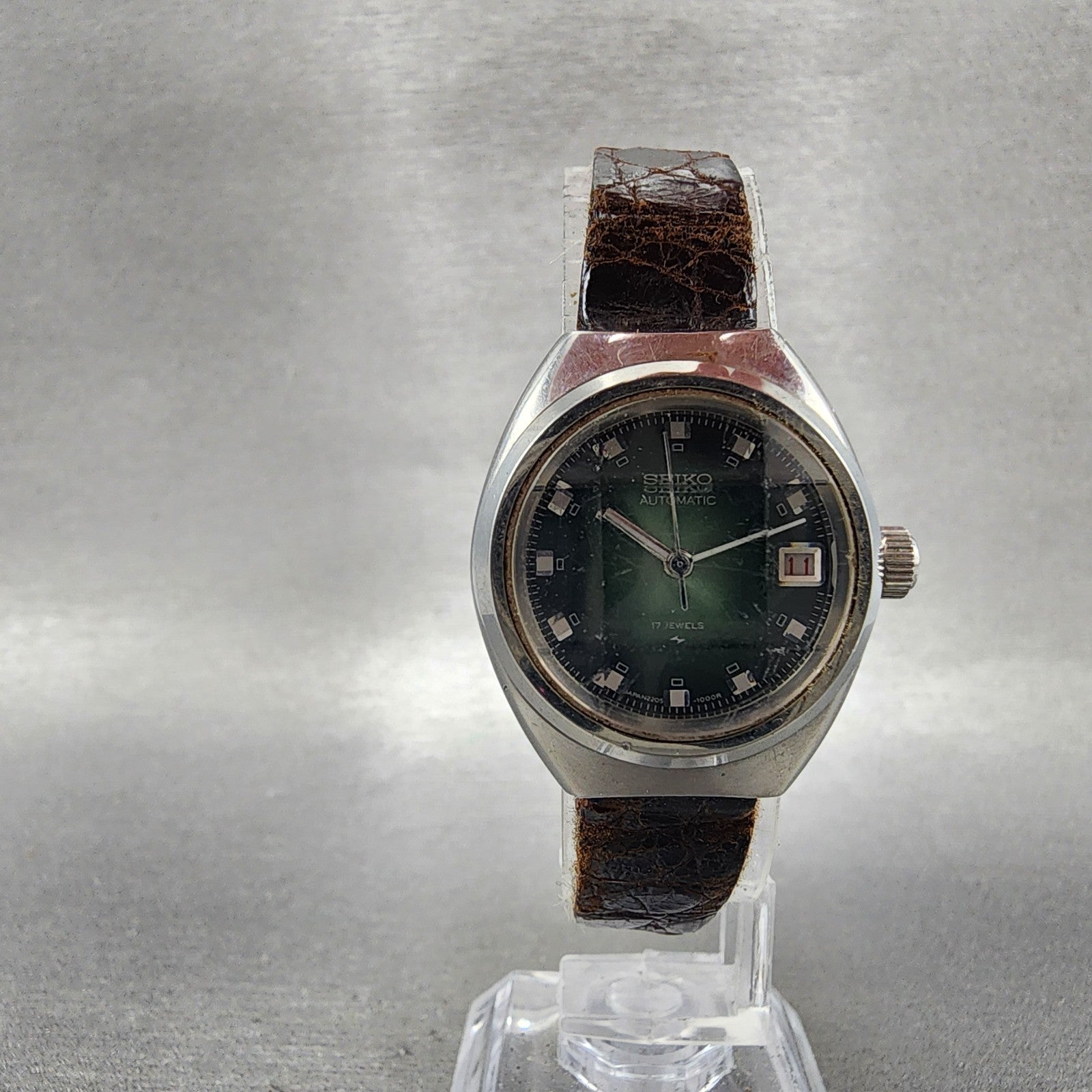 Seiko Automatic Watch Women 25mm Green Dial Silver Tone Date 22060520 Runs5