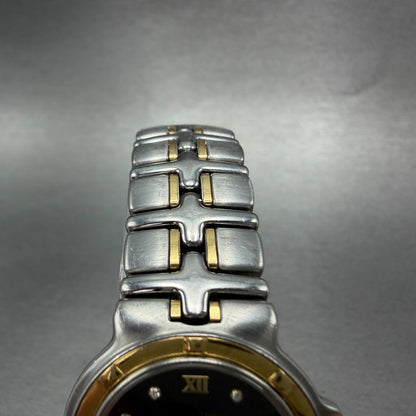 Raymond Weil Parsifal Watch Women 27mm Black Dial Two Tone Date 9990 New batt AB4