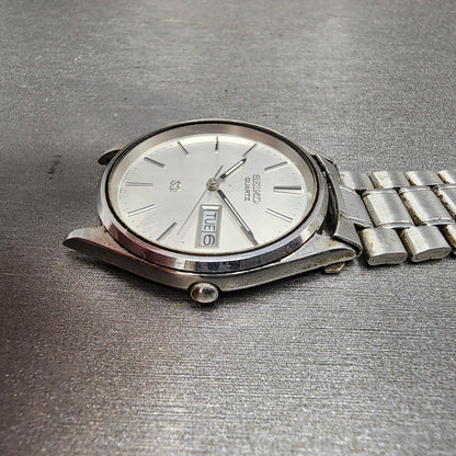 Seiko SQ Watch Men 34mm Silver Dial Silver Tone Daydate 81238009 PARTS4