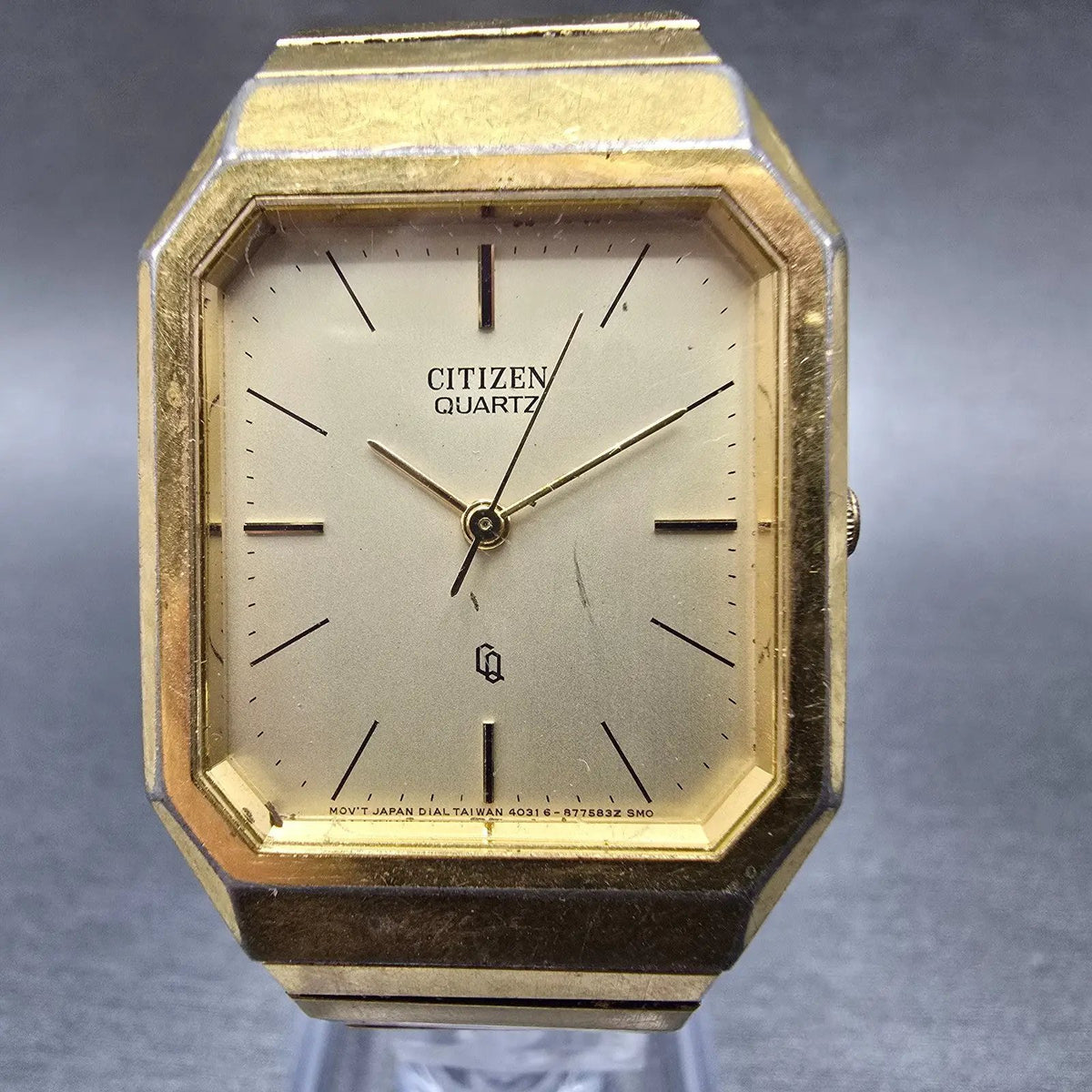 Citizen CQ Watch Men 26mm Champagne Dial Gold Tone Octagon 4031-893484 PARTS0