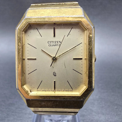 Citizen CQ Watch Men 26mm Champagne Dial Gold Tone Octagon 4031-893484 PARTS0