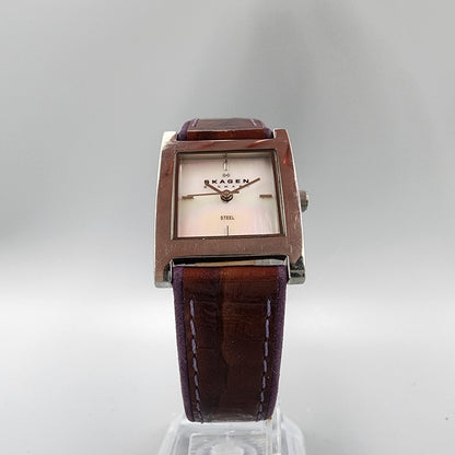 Skagen Steel Watch Women 21mm MOP Dial Silver Tone Rectangle 228SSlBMP New Batt