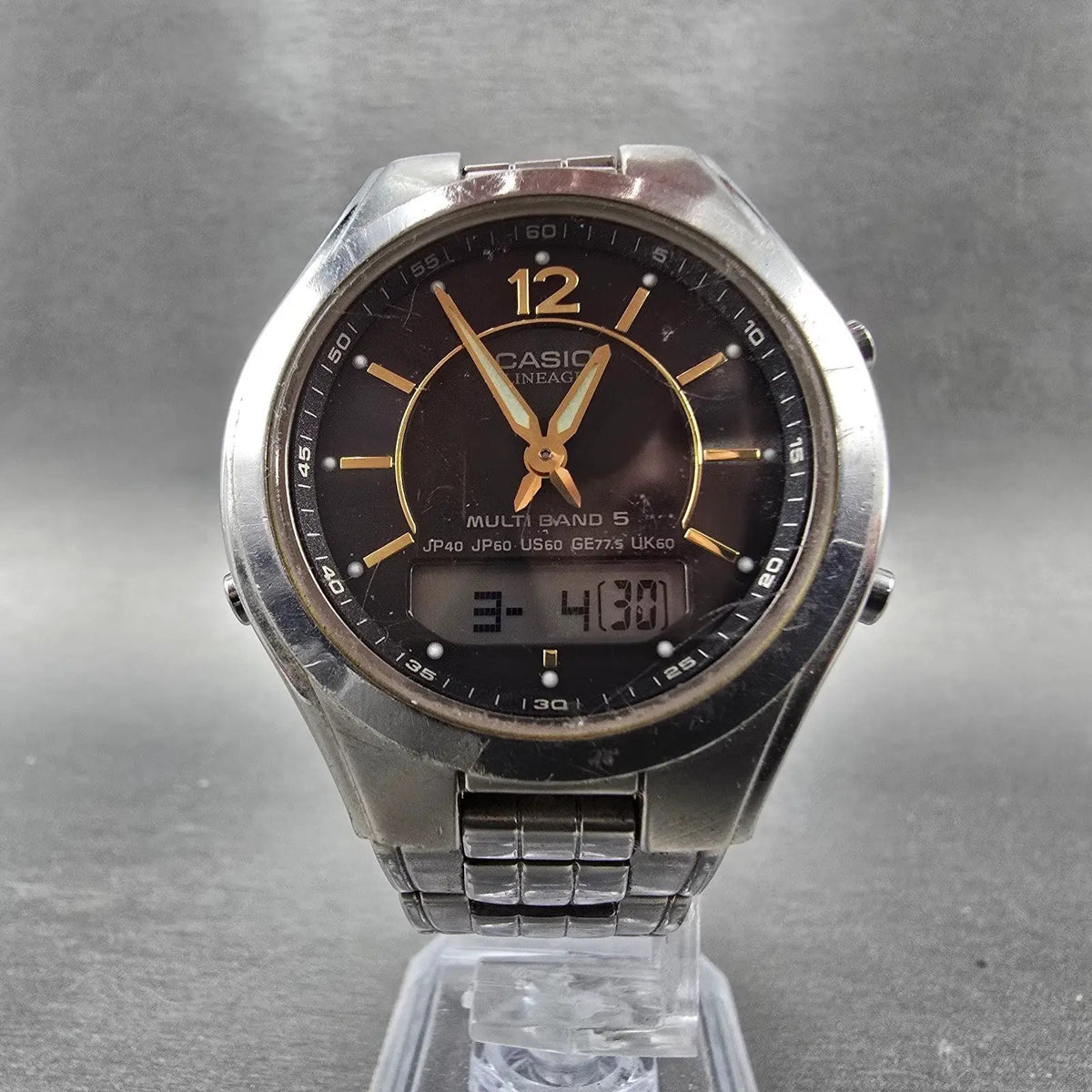 Casio Lineage LCW-M200 Watch Men 38mm Black Dial Steel Analog Digital Solar JDM95