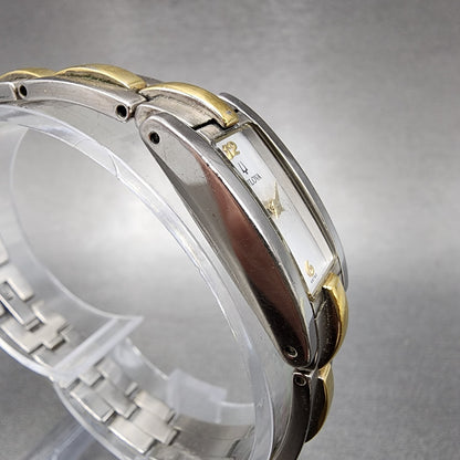 Bulova Tank Watch Women 14mm Silver Dial Two Tone Rectangle 98T60 New Battery4