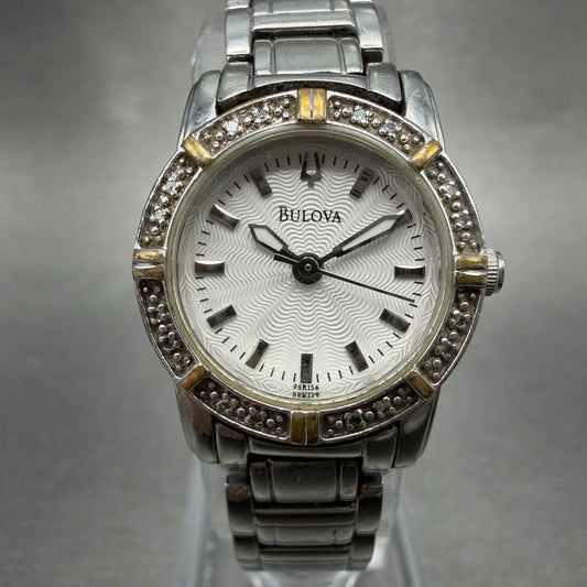 Bulova Watch Women 20mm Silver Dial Silver Tone Round 96R156 New Battery Vintage0