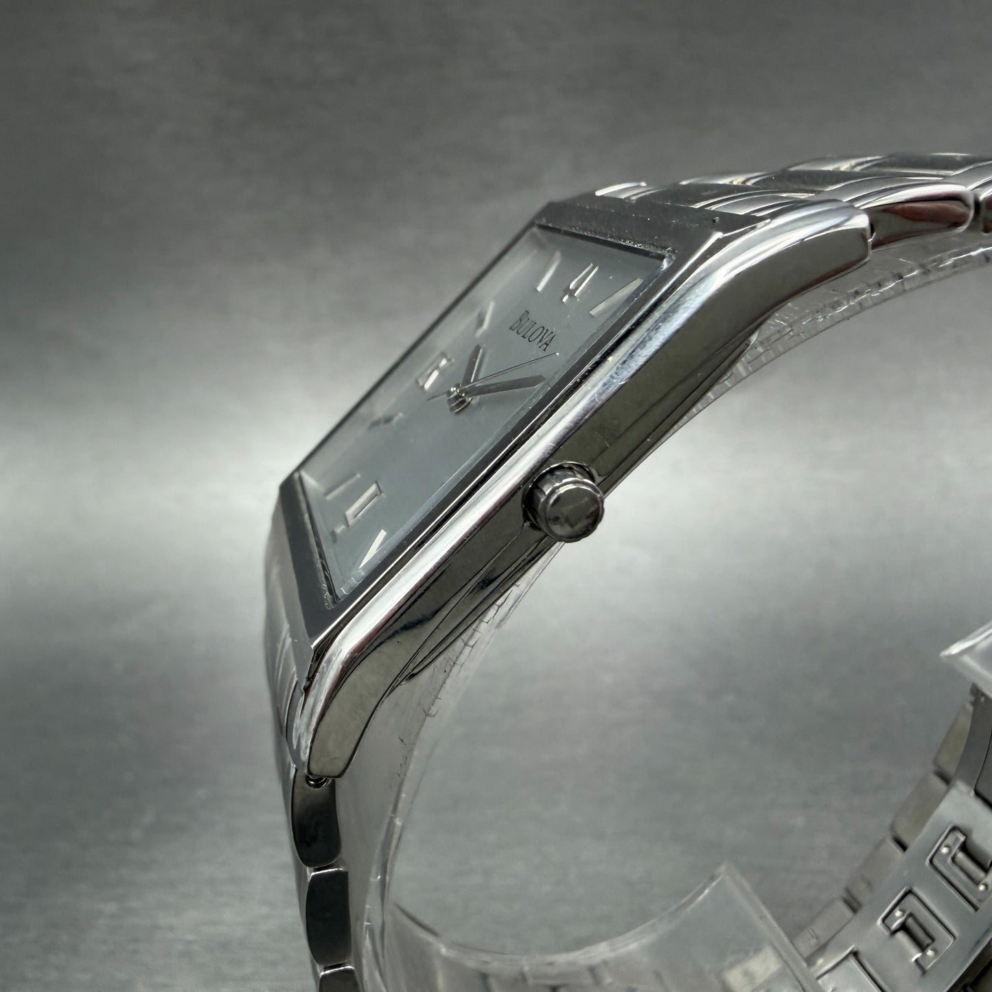 Bulova Tank Watch Men 29mm Silver Dial Silver Tone Date Rectangle 96B108 New Bat2
