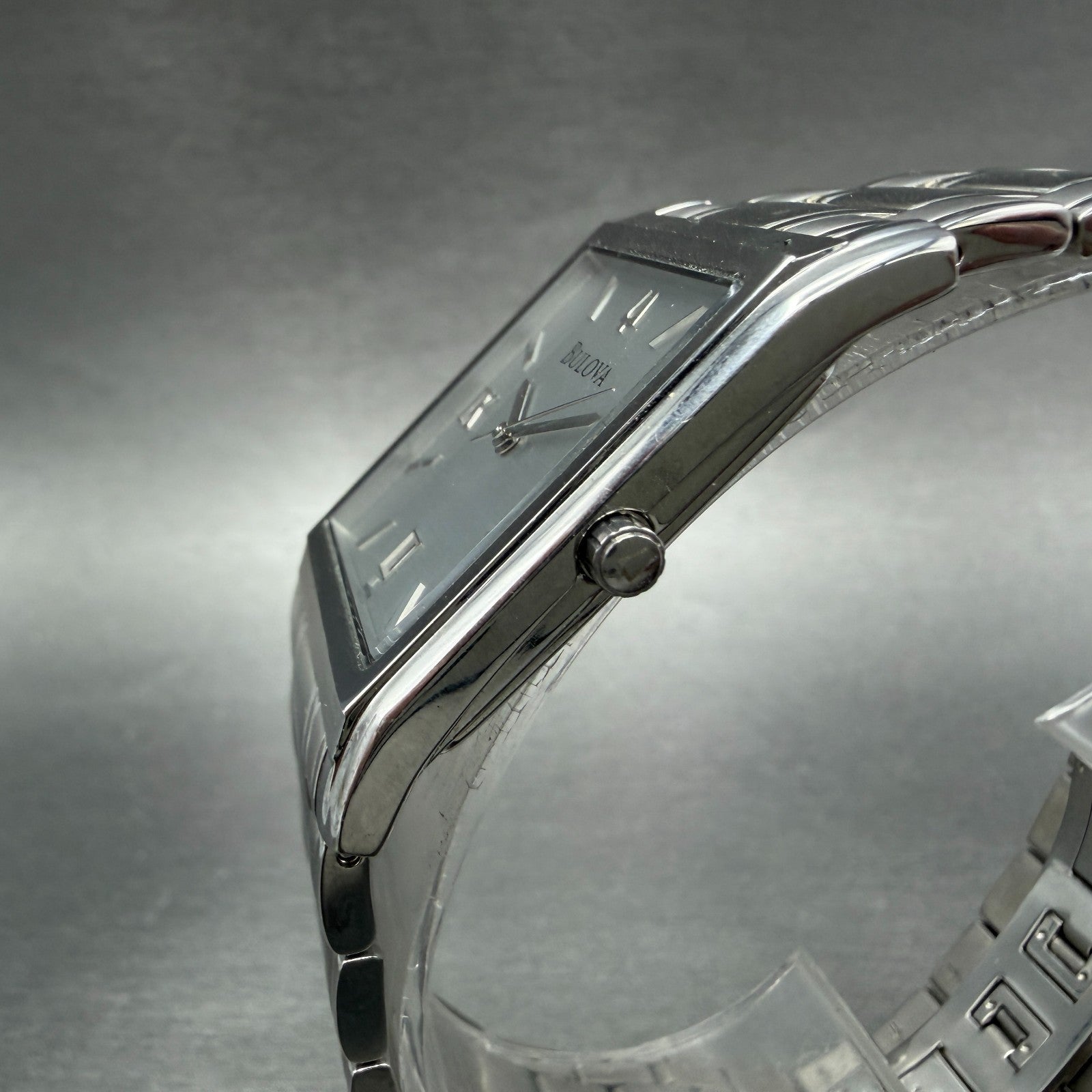 Bulova Tank Watch Men 29mm Silver Dial Silver Tone Date Rectangle 96B108 New Bat2