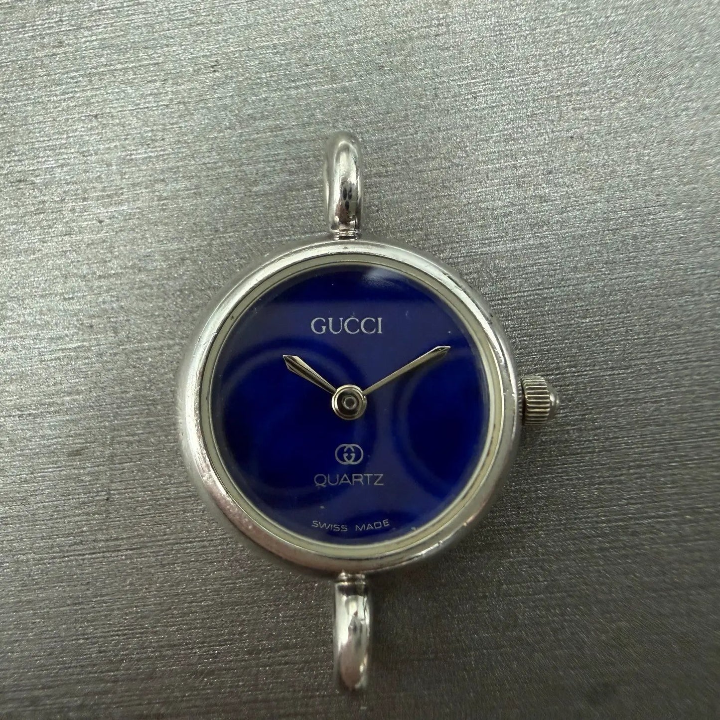Gucci Watch Women 20mm Blue Dial Sterling Silver Round 2900 New Battery Vintage0