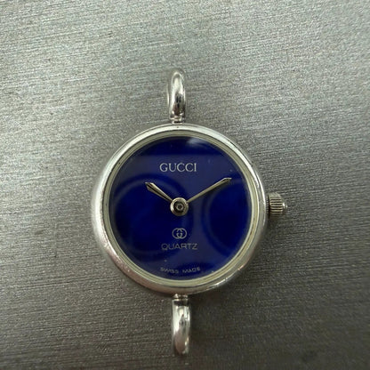 Gucci Watch Women 20mm Blue Dial Sterling Silver Round 2900 New Battery Vintage0