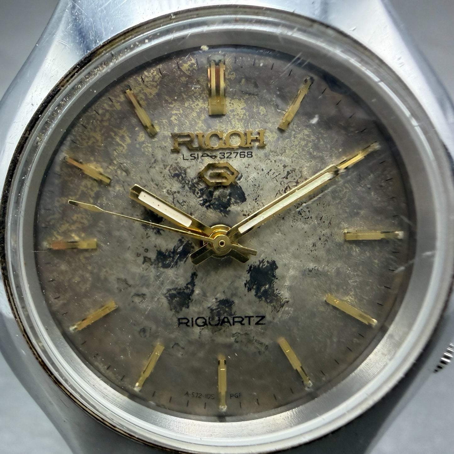 Ricoh Riquartz Watch Men Brown Dial Silver Tone Round 572008 VTG PARTS2