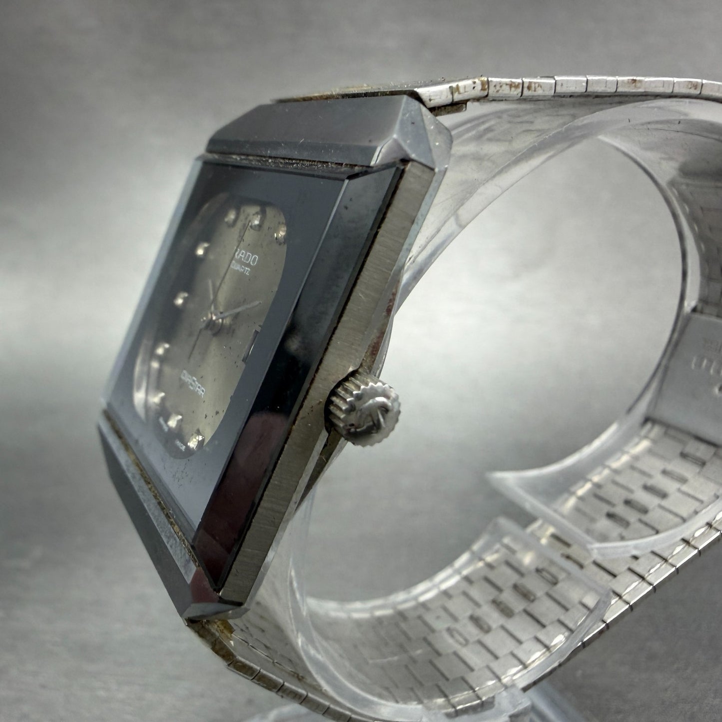 Rado Diastar Watch Men 30mm Silver Dial Tungsten Case Date Rectangle New Battery2