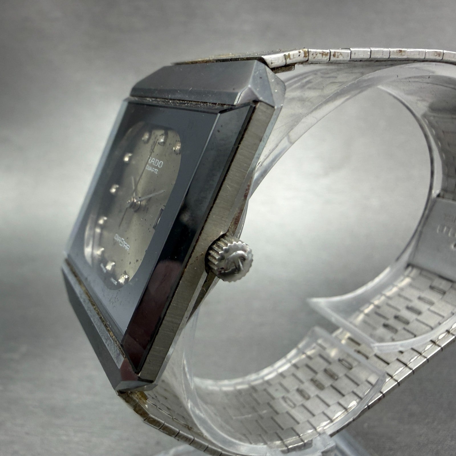 Rado Diastar Watch Men 30mm Silver Dial Tungsten Case Date Rectangle New Battery2