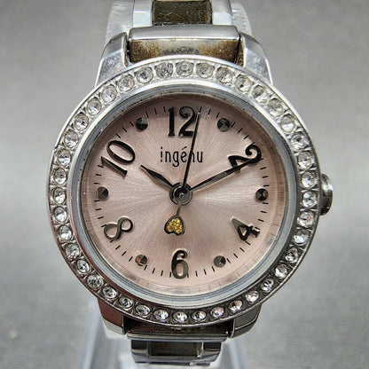 Seiko ALBA Ingenu Watch Women 22mm Pink Dial Silver Tone Crystal Bezel New Batt