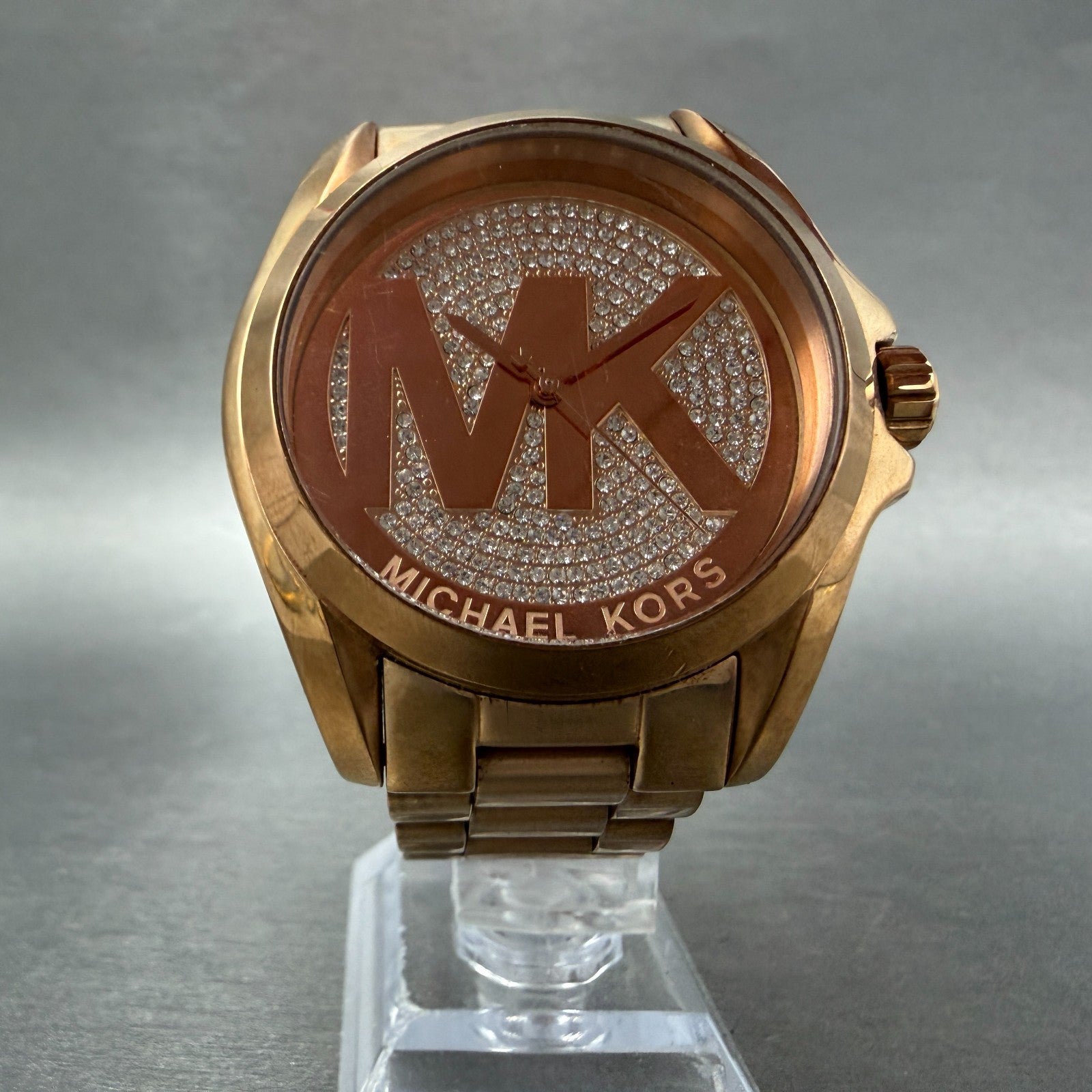 Michael Kors Bradshaw Watch Women 44mm Rose Gold Round MK-6437 New Battery5