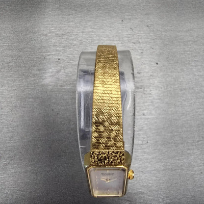Bulova Watch Women 12mm Silver Dial Gold Tone Rectangle New Battery 92T36 VTG4
