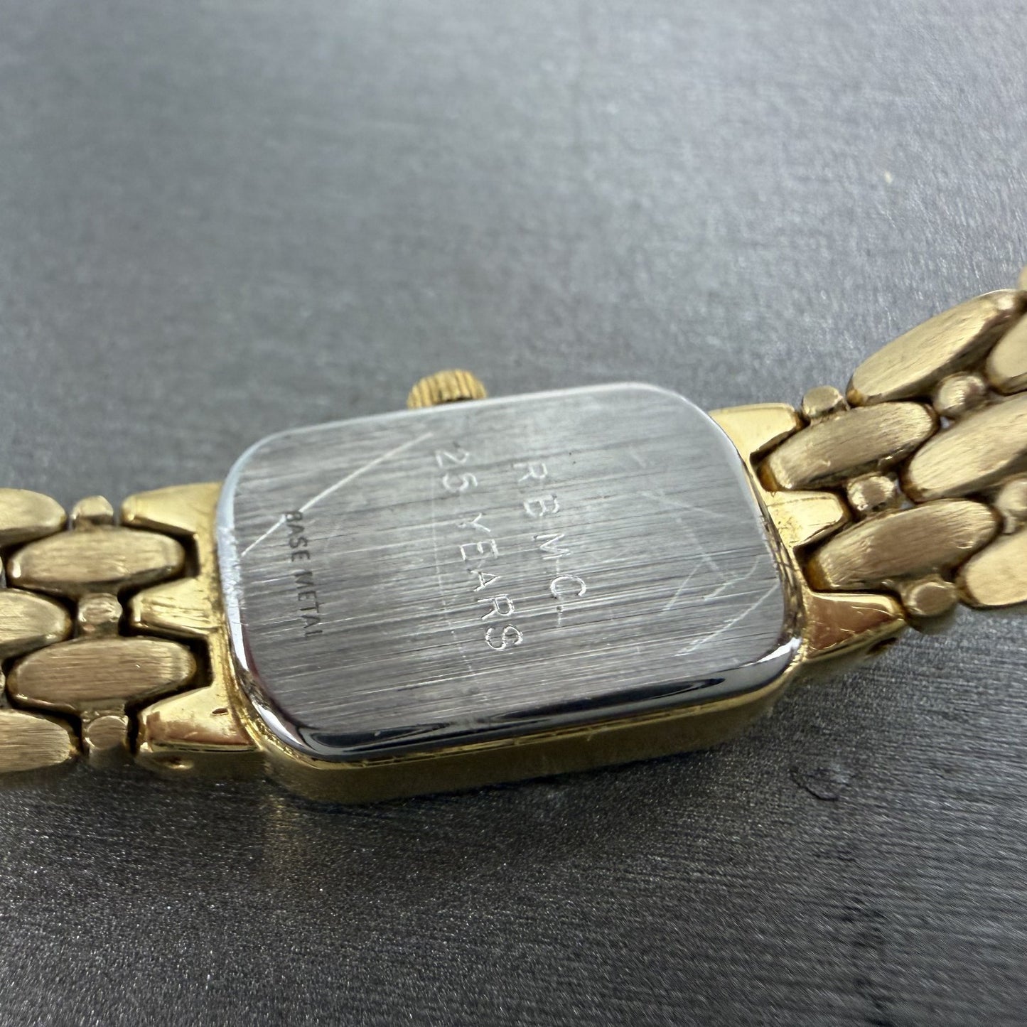 Wittnauer Tank Watch Women 13mm Gold Dial Gold Tone Crystal Bezel New Battery9