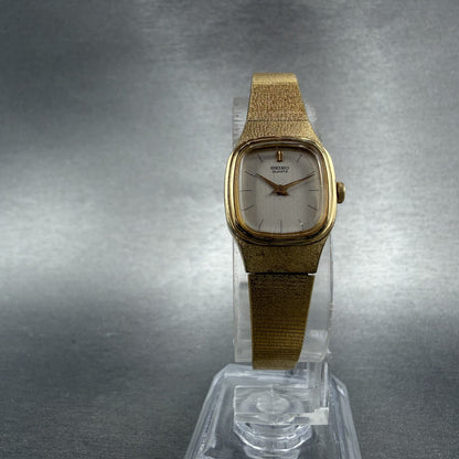 Seiko Watch Women 16mm Silver Dial Gold Tone Square 2C20-5770 New Battery5