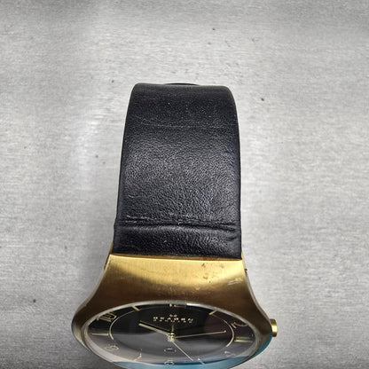 Skagen Watch Men 41mm Black Dial Gold Tone Date Round SKW6145 New Battery4