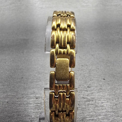 Seiko Watch Women 13mm Pink Dial Gold Tone Diamonds Rectangle 2E20-7191 New Batt7