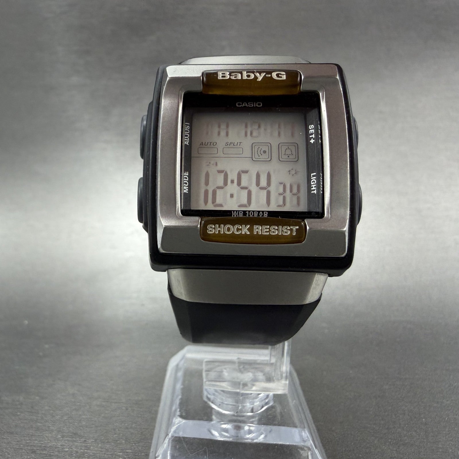 Casio Baby-G Watch Women 35mm Digital Black Silver Alarm Chrono BG-180 New Batt5