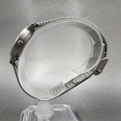 Boccia Titanium Watch Women 28mm Gray Dial Gray Tone Round Mesh Band New Battery6