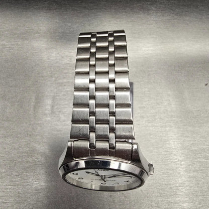 Seiko Alba Watch Men 34mm White Dial Silver Tone Daydate Round V333-7030 New Bat4