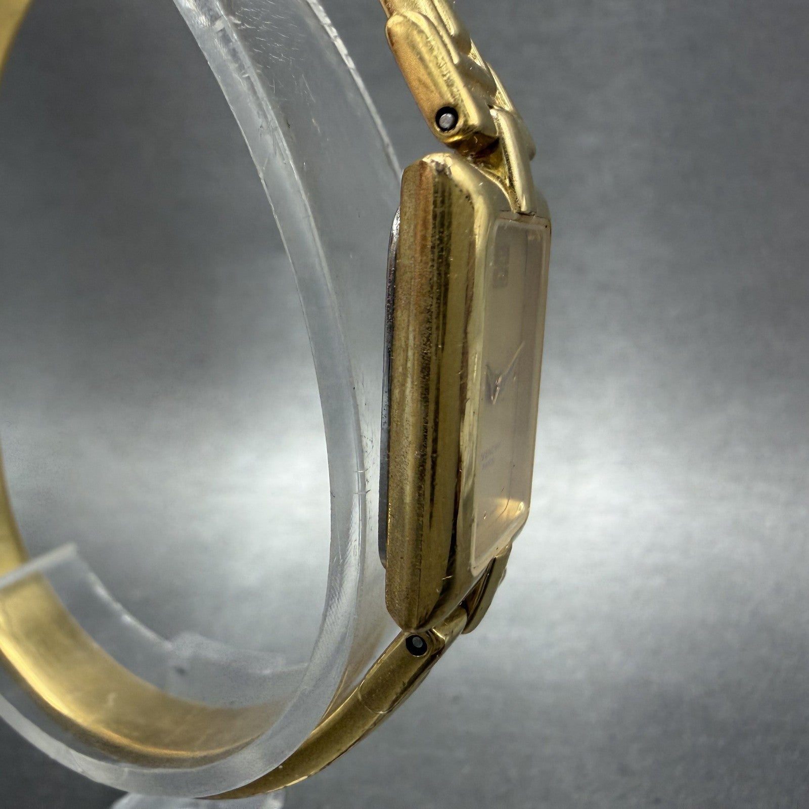 Givenchy Tank Watch Women 17mm Gold Dial Gold Tone Rectangle New Battery3