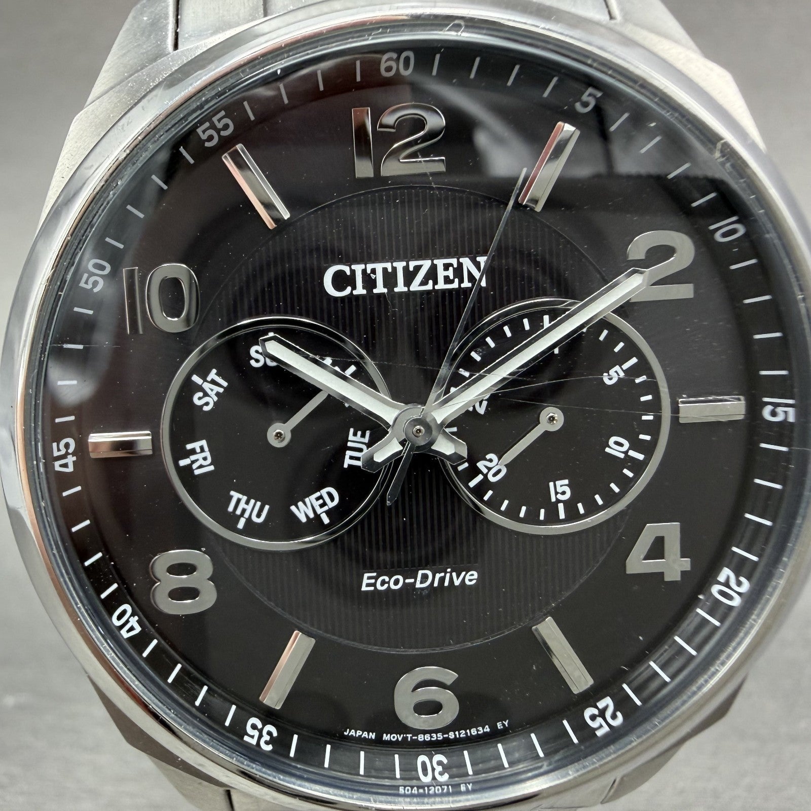 Citizen Eco-Drive Corso Watch Men 43mm Black Dial Steel Daydate AO9020-84E Runs1