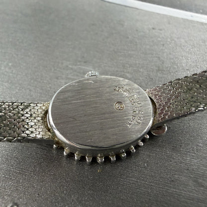 Armitron Deauville Watch Women White Dial Silver Tone Blue gems Oval PARTS10