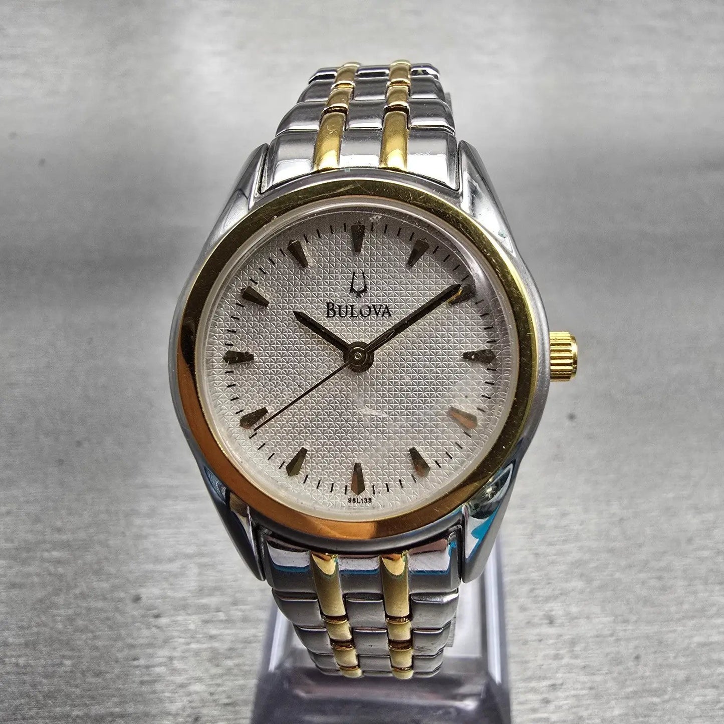 Bulova Watch Women 26mm Silver Dial Two Tone Round 98L138 New Battery Bracelet0