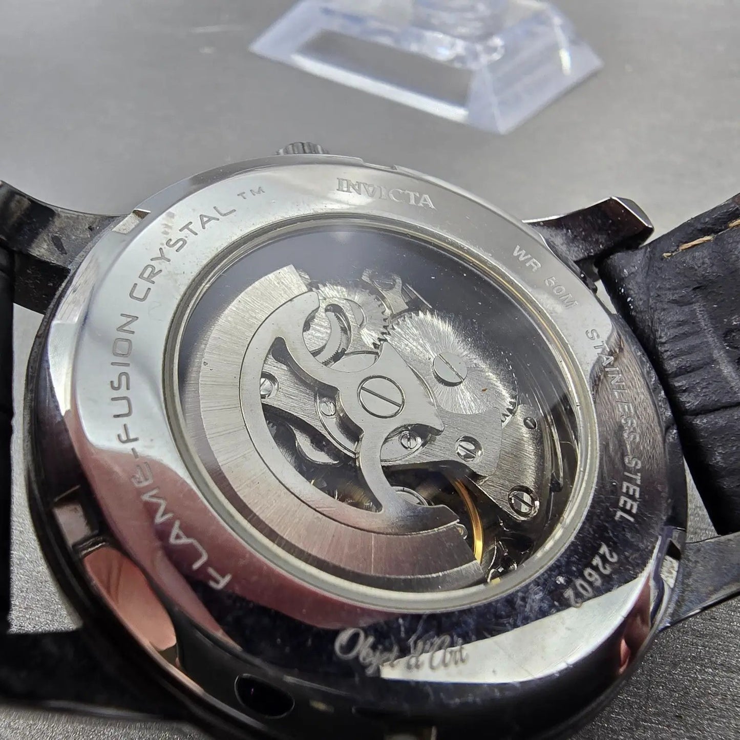 Invicta Object D Art Watch Men 42mm Blue Dial Black Tone Skeleton Automatic Runs9