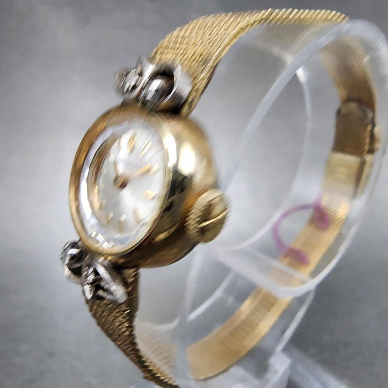 Longines Watch Women 17mm Silver Dial Gold Tone Diamond Manual Wind Runs NOS3