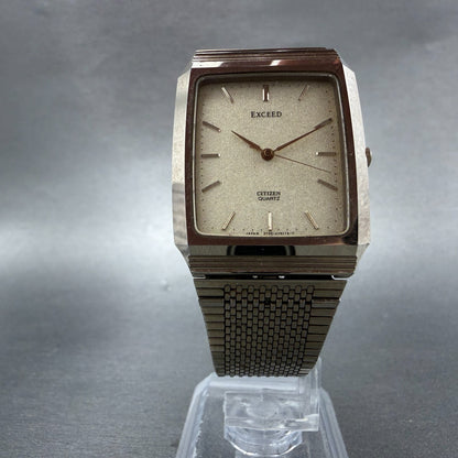 Citizen Exceed Tank Watch Men 28mm Champagne  Dial Gold Tone Octagon New Battery5